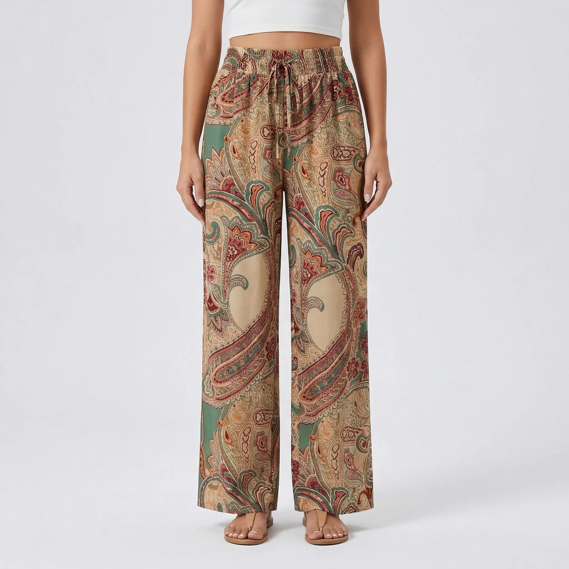Wide-Leg Printed Boho Trousers - Hannah