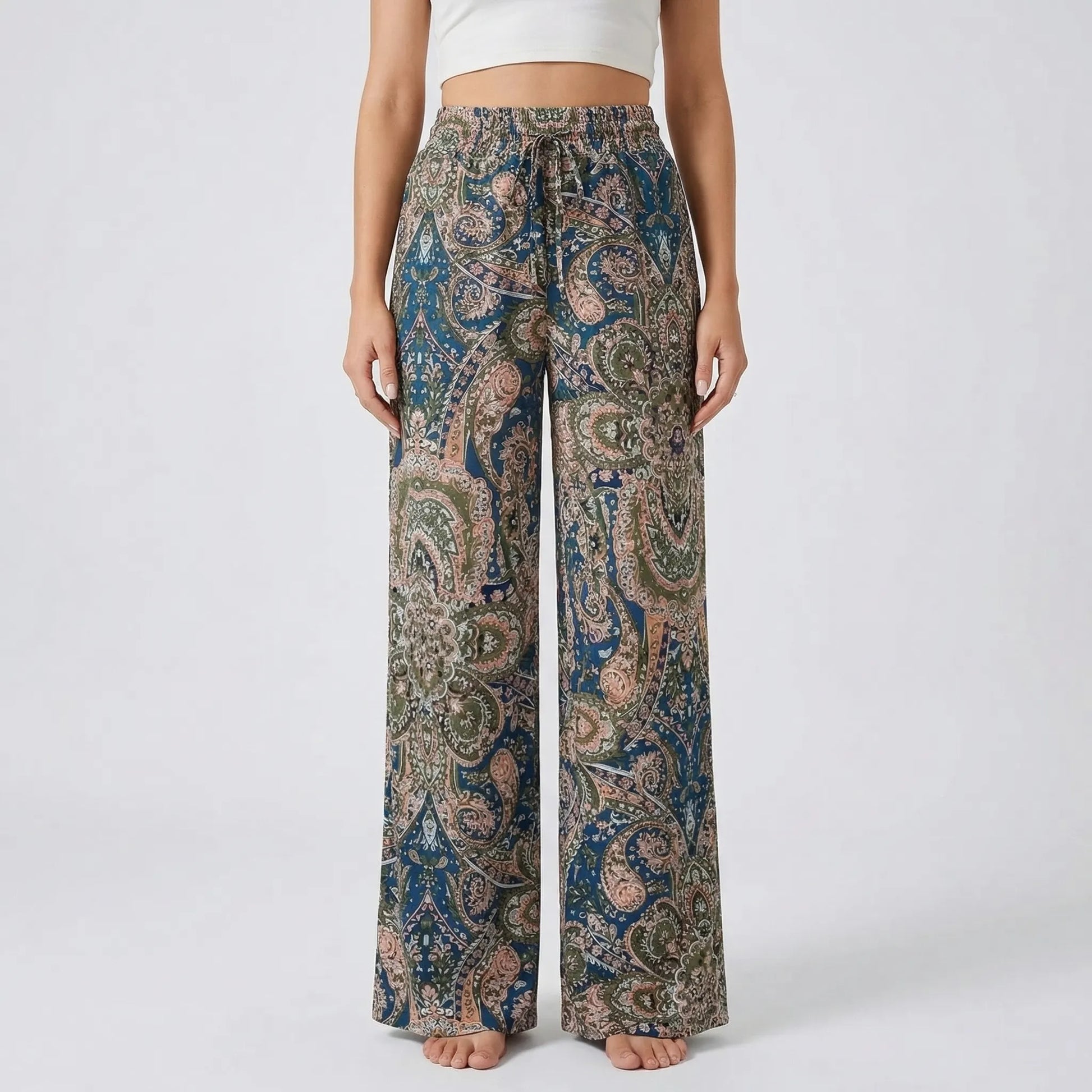 Wide-Leg Printed Boho Trousers - Hannah