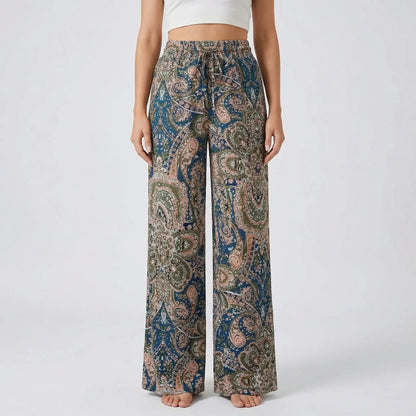 Wide-Leg Printed Boho Trousers - Hannah