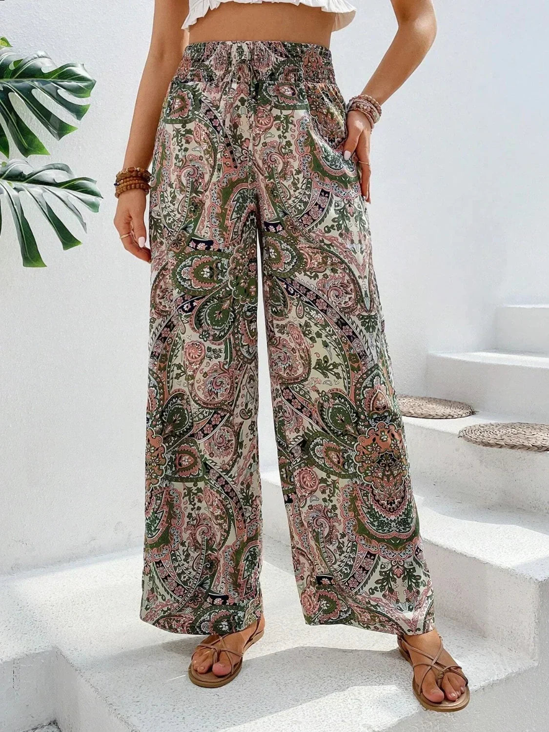 Wide-Leg Printed Boho Trousers - Hannah