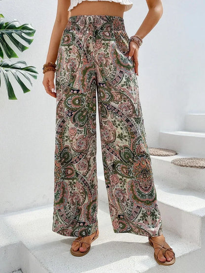 Wide-Leg Printed Boho Trousers - Hannah