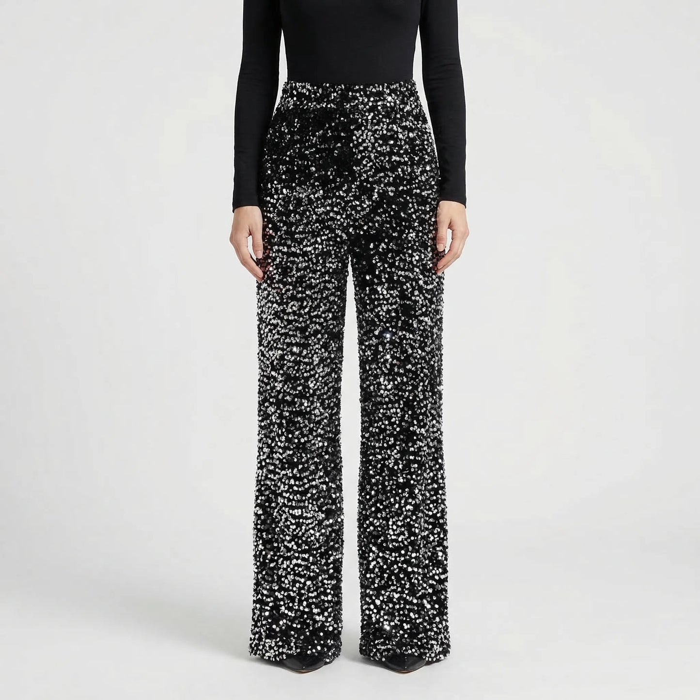 Wide-Leg Sequin Trousers Full Length - Molly