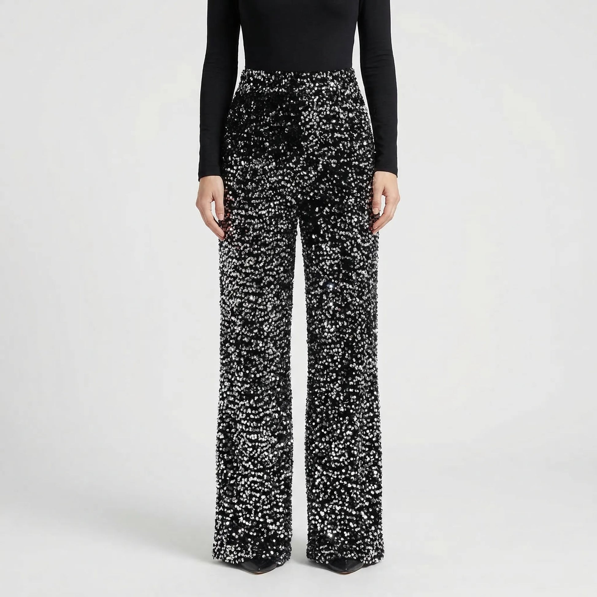 Wide-Leg Sequin Trousers Full Length - Molly