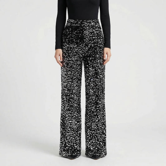 Wide-Leg Sequin Trousers Full Length - Molly
