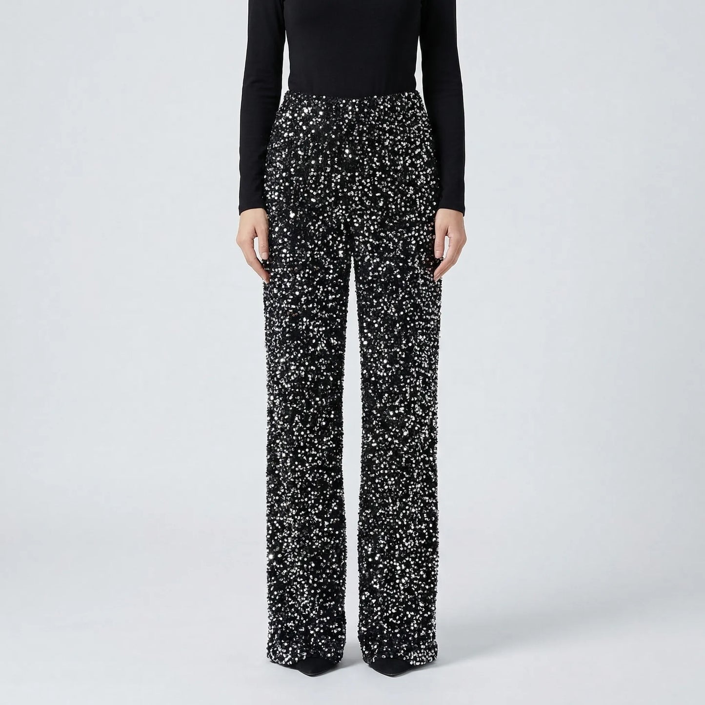Wide-Leg Sequin Trousers Full Length - Molly