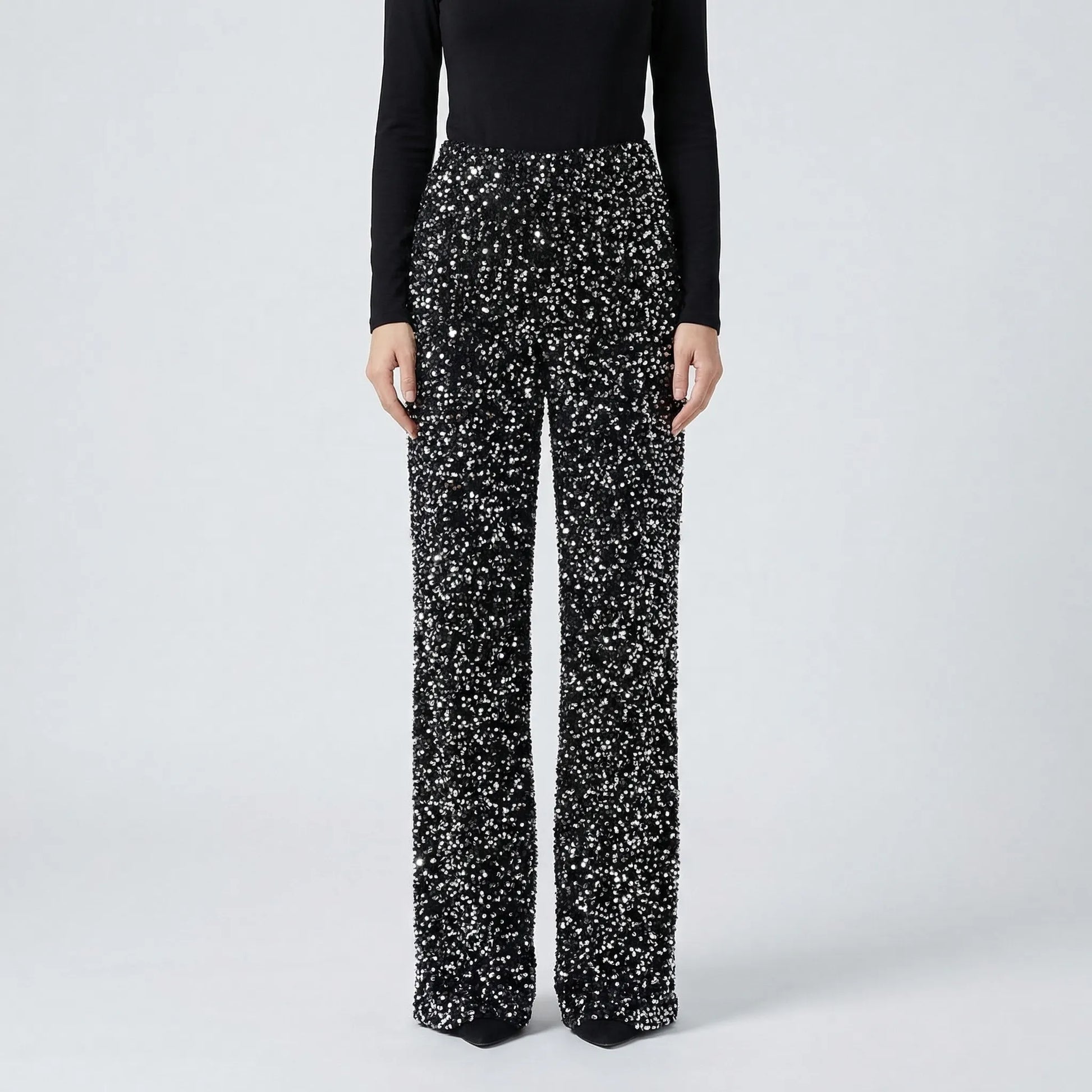 Wide-Leg Sequin Trousers Full Length - Molly