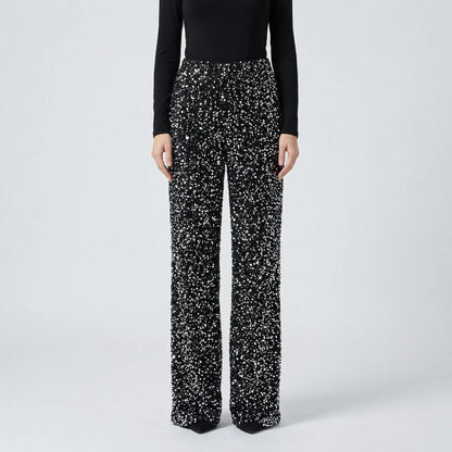 Wide-Leg Sequin Trousers Full Length - Molly