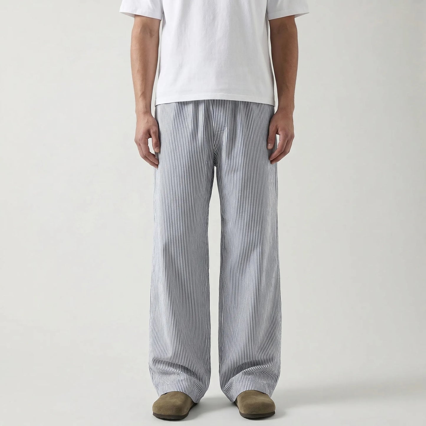 Wide-Leg Striped Casual Trousers - Alex