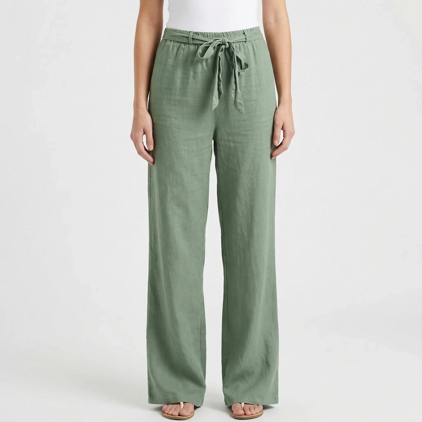 Wide-Leg Tie-Waist Women's Trousers - Laverne