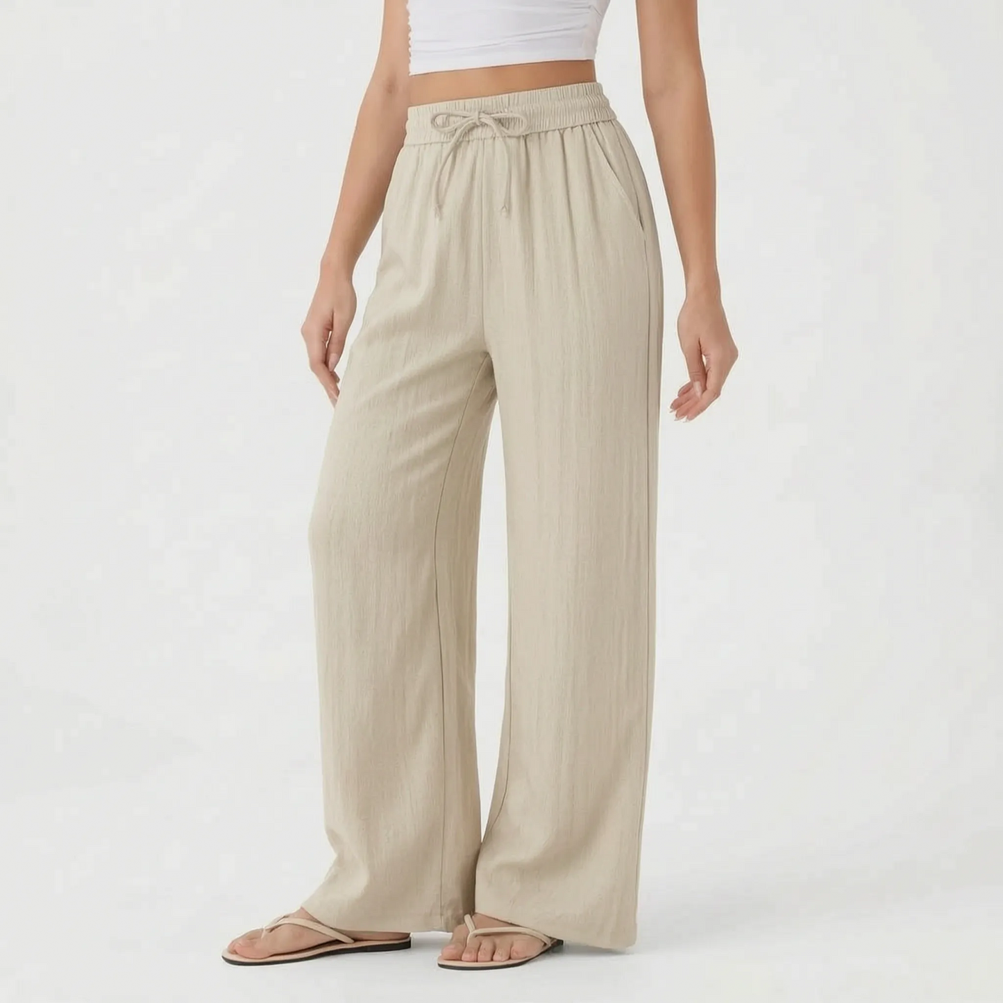 Wide Leg Casual Trousers - Peggy