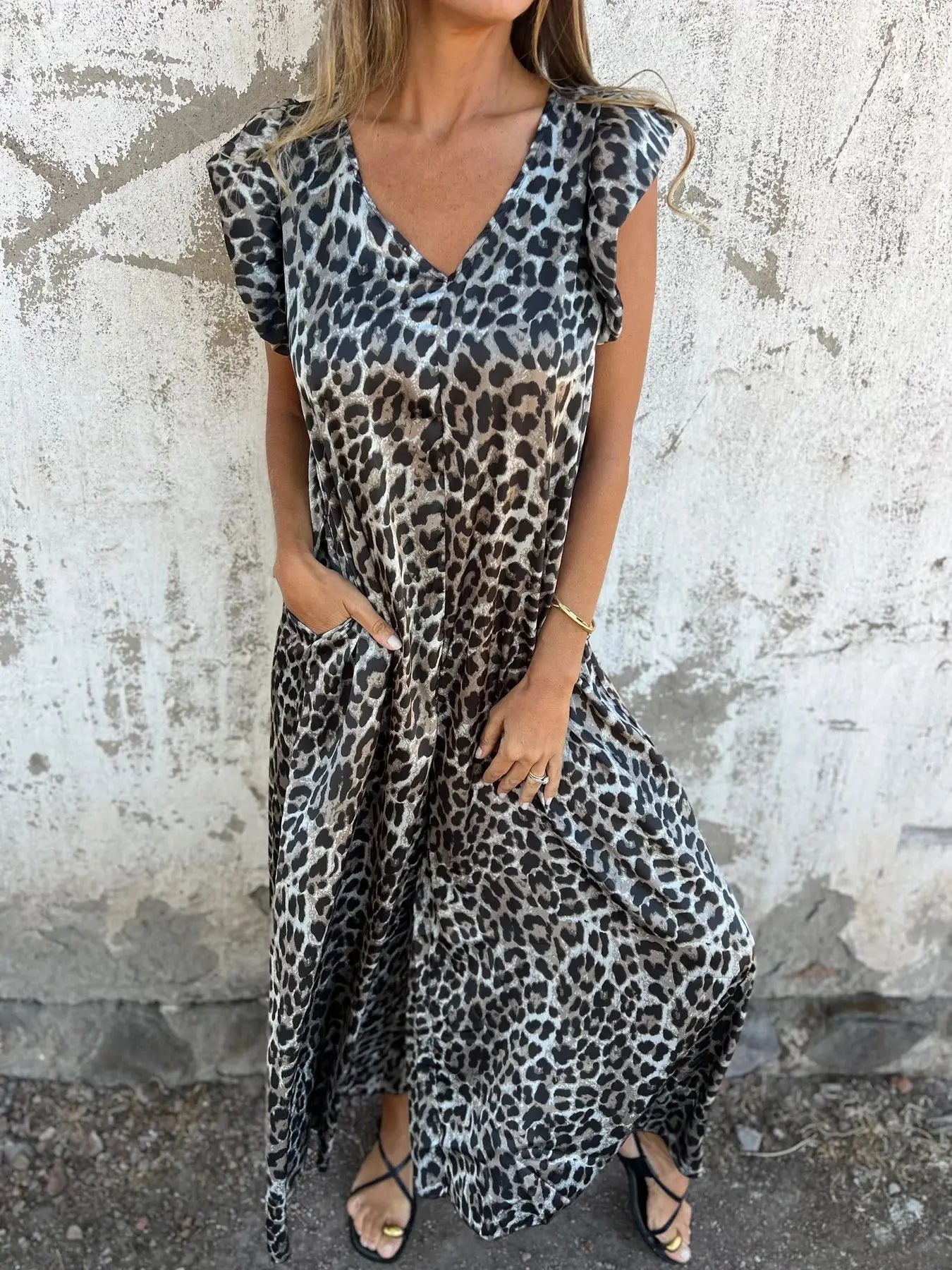 Wide Leg Leopard Print Jumpsuit - Sabrina
