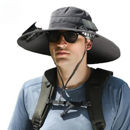 Outdoor sun hat with integrated solar fan – CoolBreeze Solar