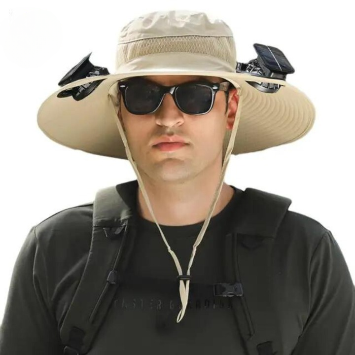 Outdoor sun hat with integrated solar fan – CoolBreeze Solar