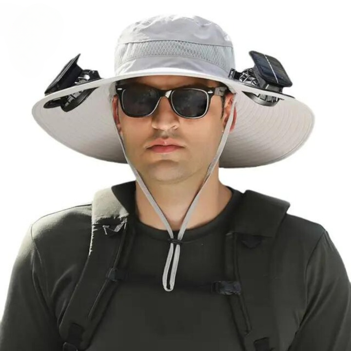 Outdoor sun hat with integrated solar fan – CoolBreeze Solar
