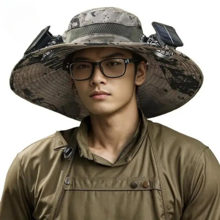 Outdoor sun hat with integrated solar fan – CoolBreeze Solar