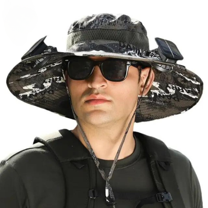 Outdoor sun hat with integrated solar fan – CoolBreeze Solar