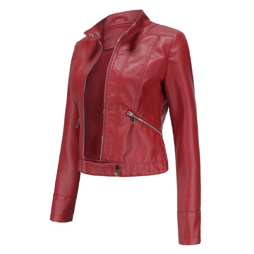 Stylish women's leather jacket in a classic design – Marlene Autumn Edition