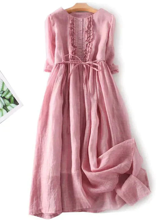 Autumnal linen dress with a relaxed fit – Selina