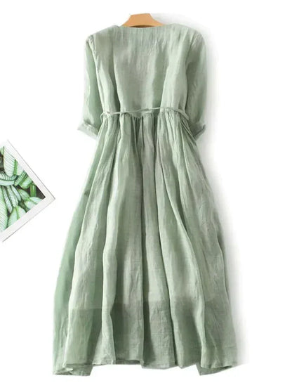 Autumnal linen dress with a relaxed fit – Selina