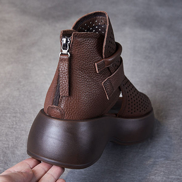 Women's orthopaedic leather sandals with shock-absorbing sole – Meike Autumn Edition