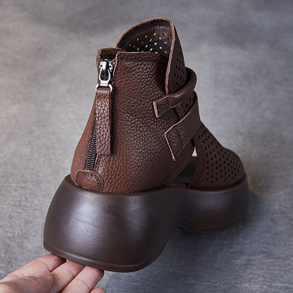 Women's orthopaedic leather sandals with shock-absorbing sole – Meike Autumn Edition