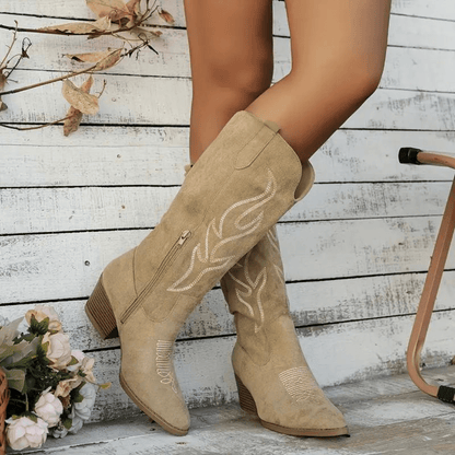 Women's Cowboy Boots With Side Zip - Lula