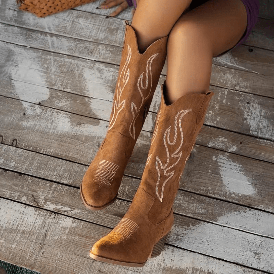 Women's Cowboy Boots With Side Zip - Lula