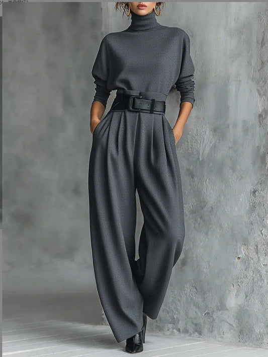 Women's Elegant Turtleneck And Trouser Set - Rachael