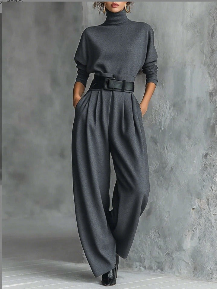 Women's Elegant Turtleneck And Trouser Set - Rachael