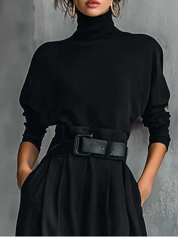 Women's Elegant Turtleneck And Trouser Set - Rachael