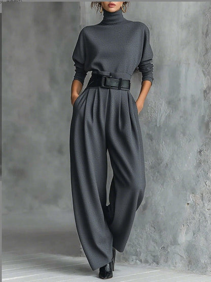Women's Elegant Turtleneck And Trouser Set - Rachael