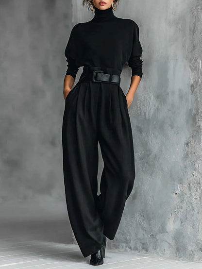 Women's Elegant Turtleneck And Trouser Set - Rachael
