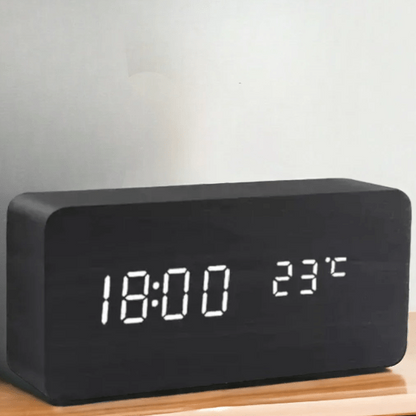 Elegant LED Wood Clock with Voice Control 6