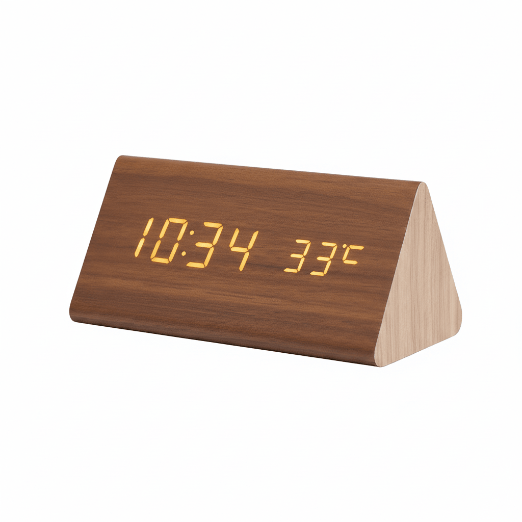 Elegant LED Wood Clock with Voice Control 8