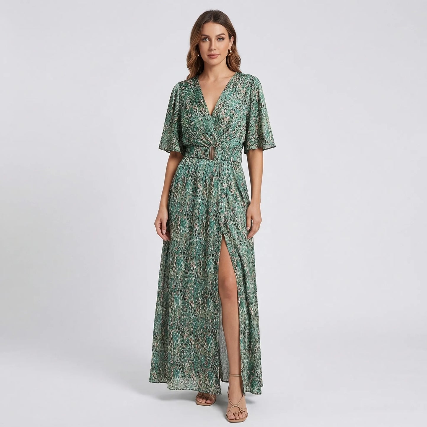 Wrap-Style Floral Print Maxi Dress - Christina