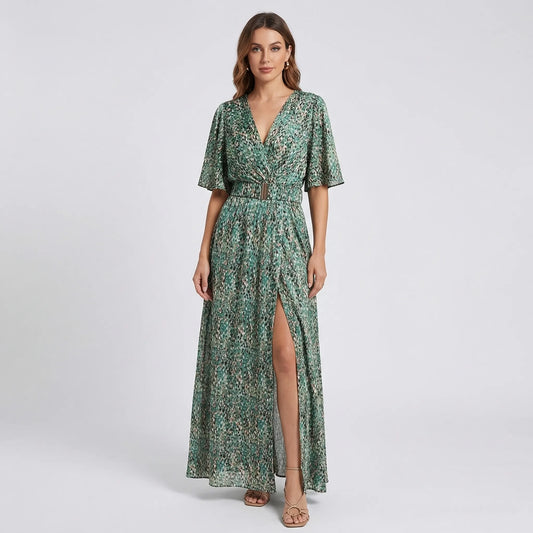 Wrap-Style Floral Print Maxi Dress - Christina