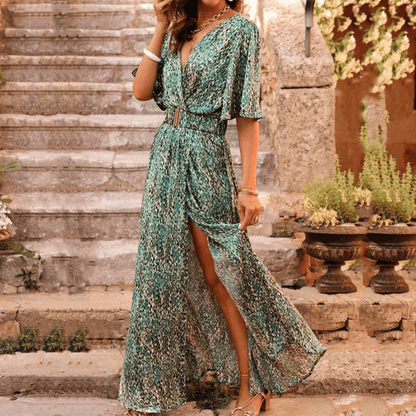 Wrap-Style Floral Print Maxi Dress - Christina