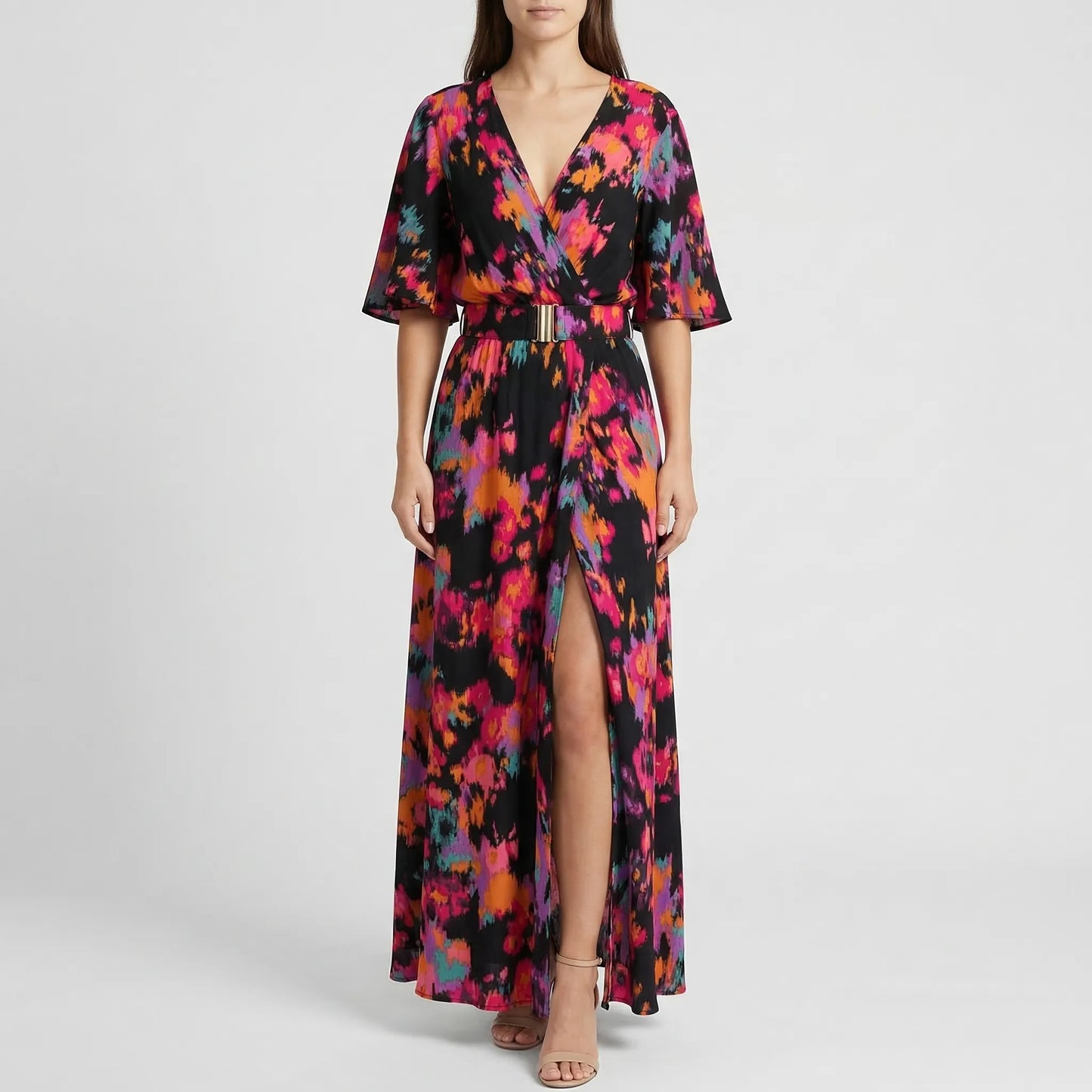 Wrap-Style Floral Print Maxi Dress - Christina