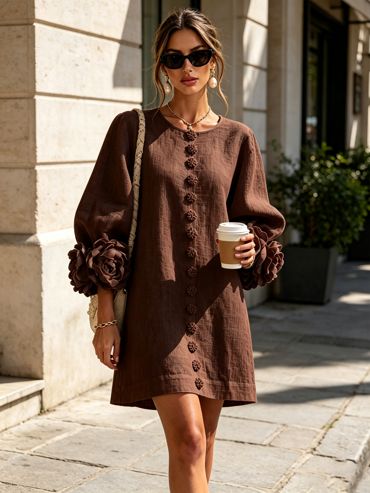 Boryana Colorful Mini Dress with Statement Ruffled Cuffs 30