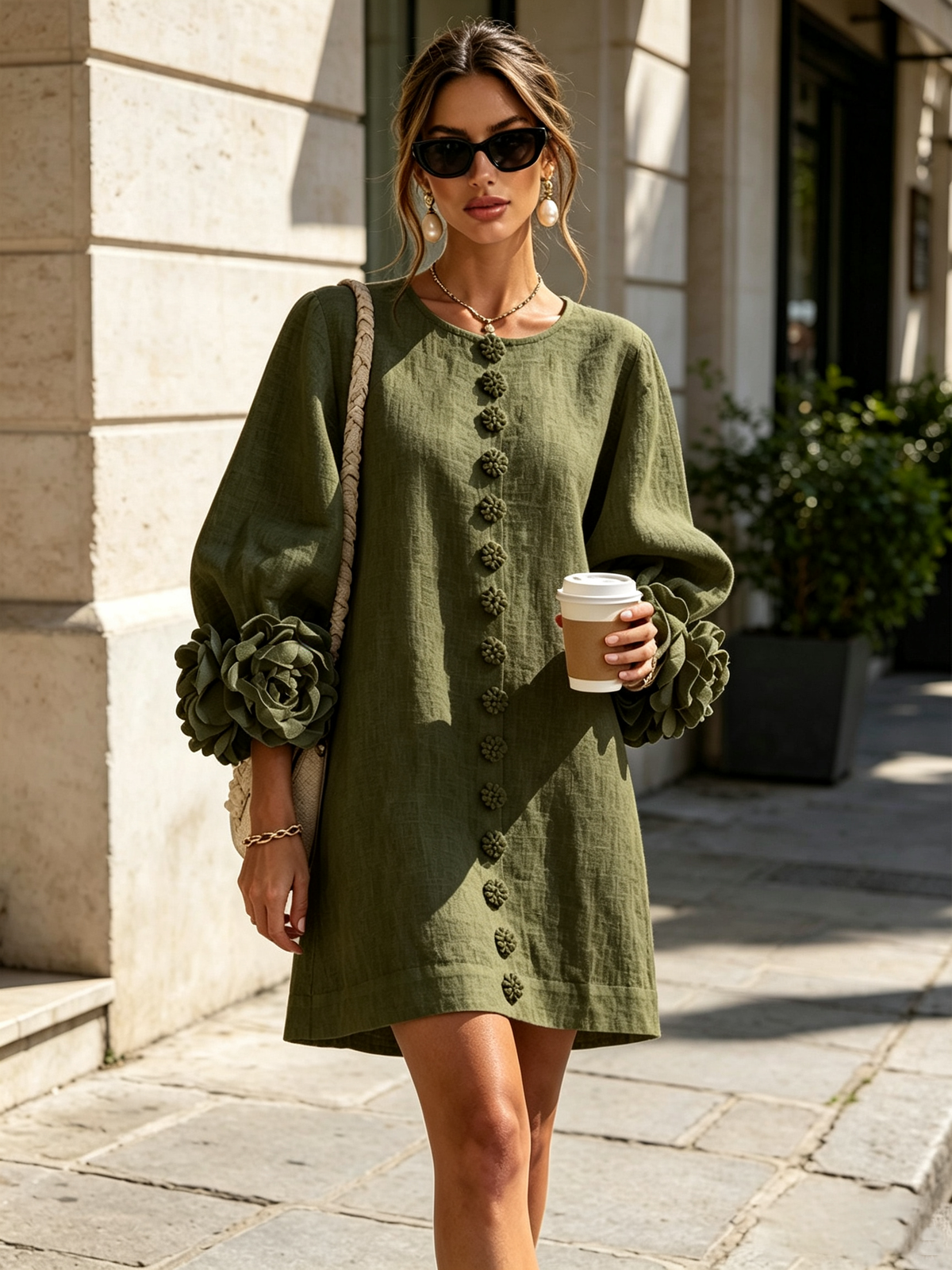 Boryana Colorful Mini Dress with Statement Ruffled Cuffs 10