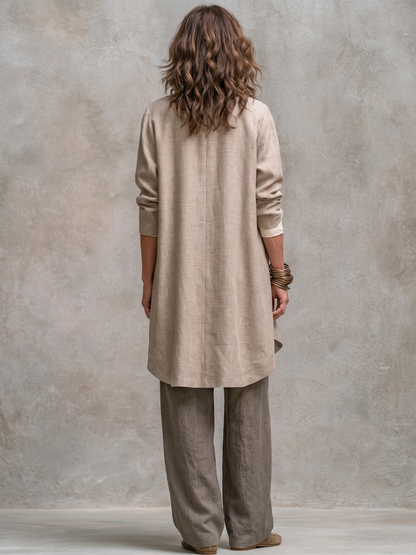 Women's 3-Piece Flowy Set with Open Cardigan and Wide-Leg Pants 6