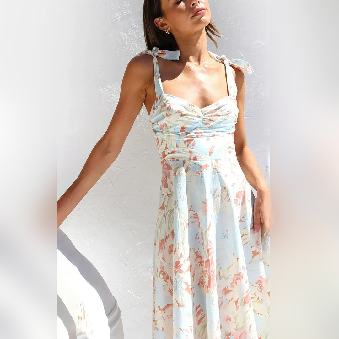 Floral midi dress made from lightweight fabric – Alina
