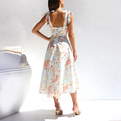 Floral midi dress made from lightweight fabric – Alina