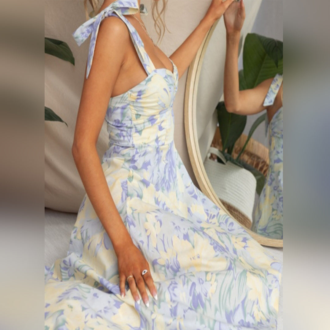 Floral midi dress made from lightweight fabric – Alina