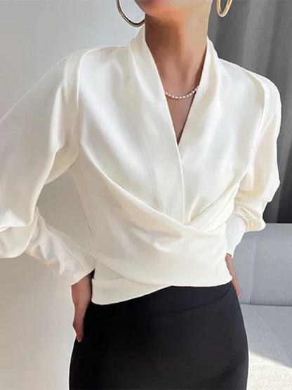 Trendy Women's V-Neck Blouse - Elena