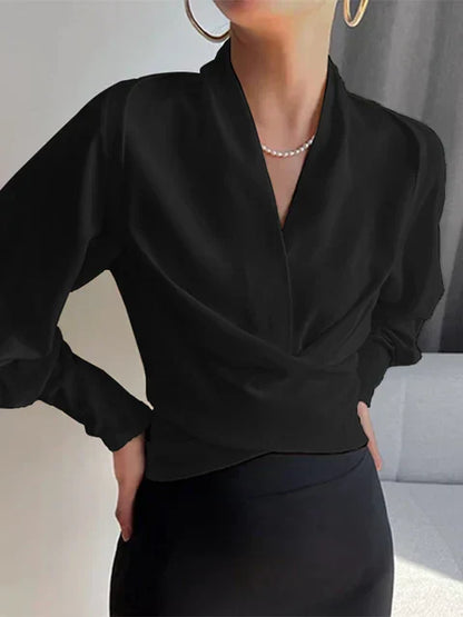 Trendy Women's V-Neck Blouse - Elena