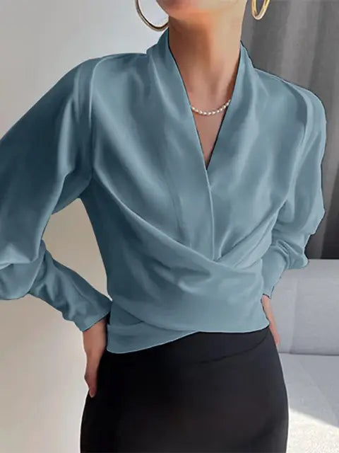 Trendy Women's V-Neck Blouse - Elena