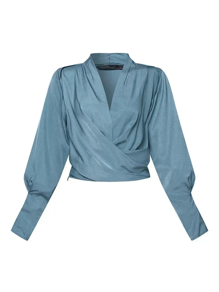 Trendy Women's V-Neck Blouse - Elena