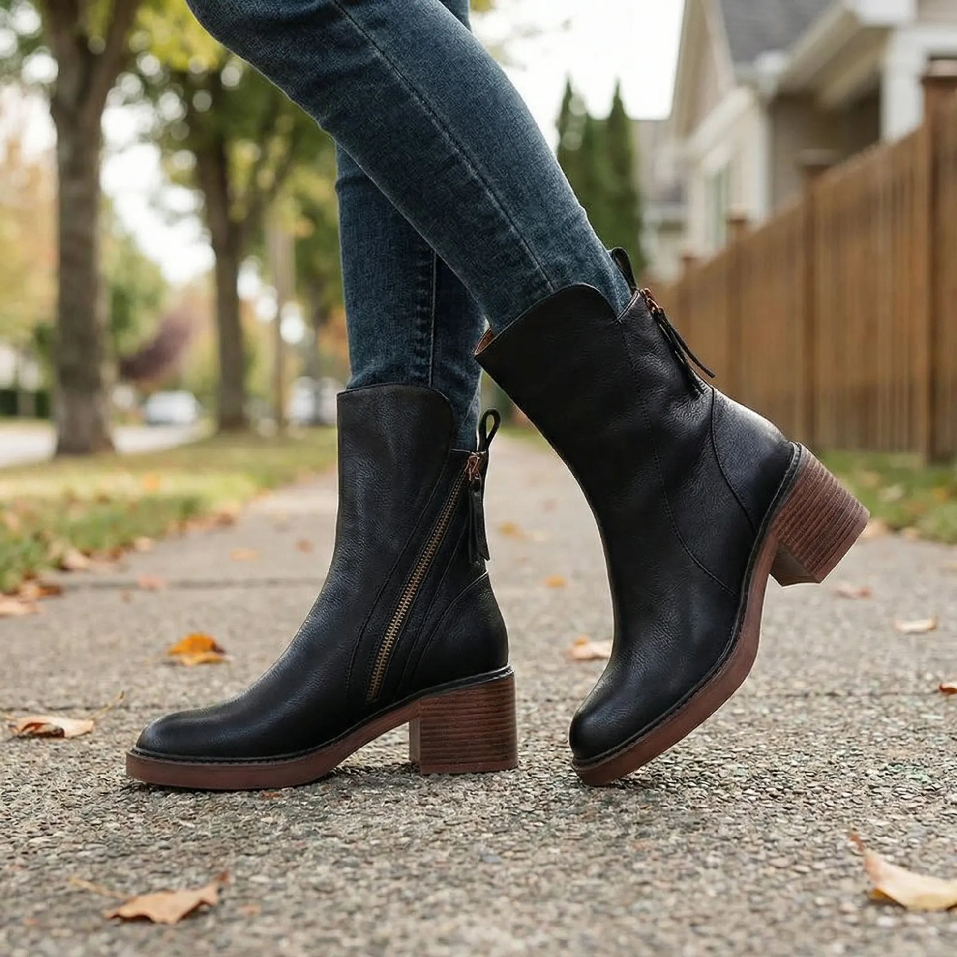 Zip-Up Ankle Boots - Lea