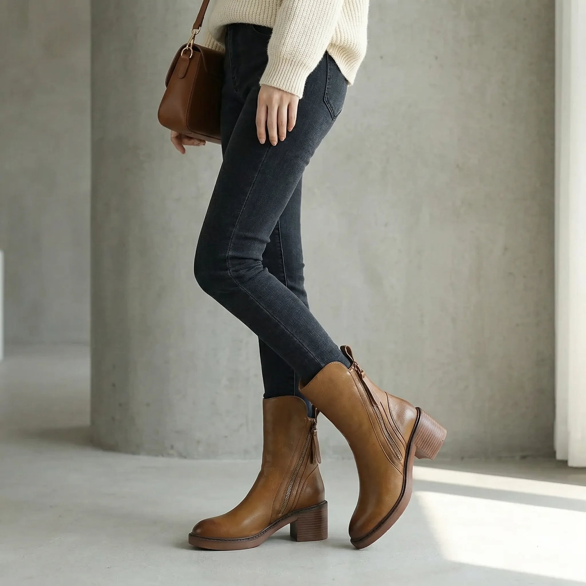 Zip-Up Ankle Boots - Lea